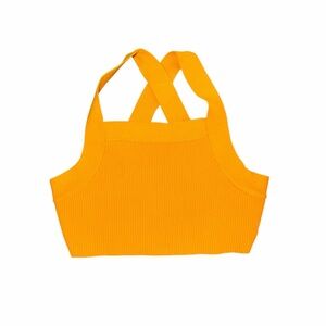 NWT House of Harlow 1960 Vibrant Orange-Yellow Ribbed Crop Top